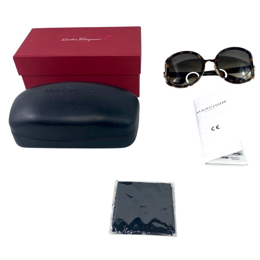Salvatore Ferragamo SF719S 238 Womens Brown Round Dark Tortoise Sunglasses